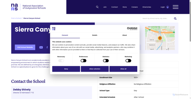 Security scan screenshot of https://www.nais.org/school-directory/school/43068