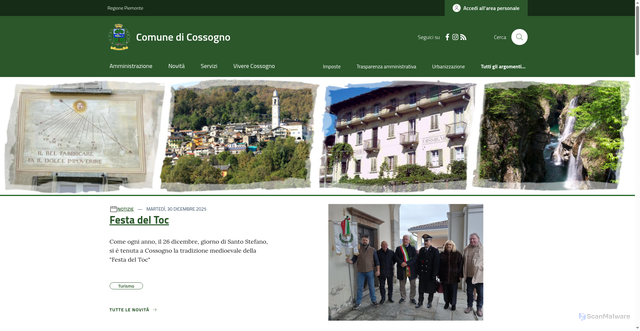 Security scan screenshot of https://www.comune.cossogno.vb.it/