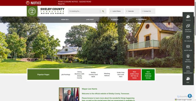 Security scan screenshot of https://www.shelbycountytn.gov/