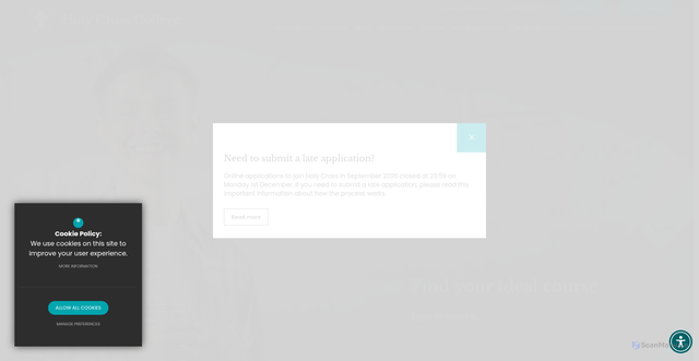 Security scan screenshot of https://www.holycross.ac.uk/