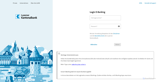 Security scan screenshot of https://ebanking.lukb.ch