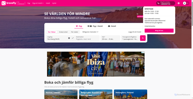 Security scan screenshot of https://secure.bravofly.se/