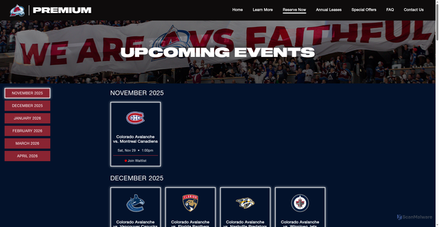 Security scan screenshot of https://www.avalanchepremium.com/events/
