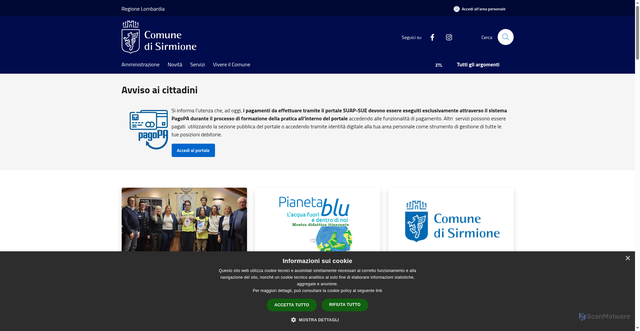 Security scan screenshot of https://www.comune.sirmione.bs.it/it