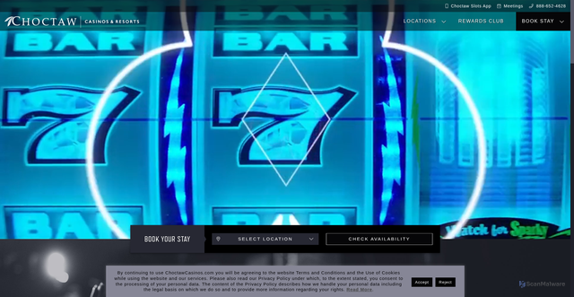 Security scan screenshot of https://www.choctawcasinos.com/