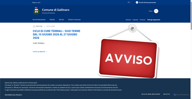 Security scan screenshot of https://www.comune.gallinaro.fr.it