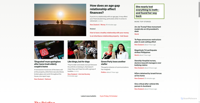 Security scan screenshot of https://www.rnz.co.nz/