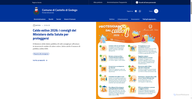 Security scan screenshot of https://www.comune.castellodigodego.tv.it