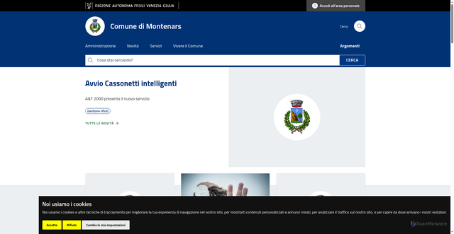 Security scan screenshot of https://www.comune.montenars.ud.it/