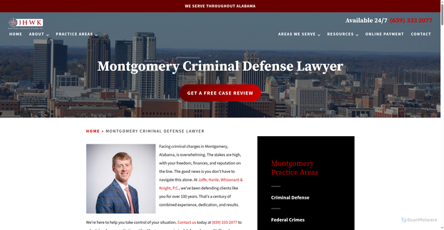 Security scan screenshot of https://www.rjaffelaw.com/montgomery-criminal-defense-lawyer/