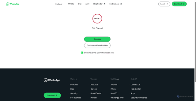 Security scan screenshot of https://whatsapp.srtdiesel.com/