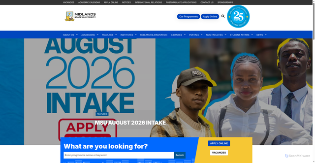 Security scan screenshot of https://ww5.msu.ac.zw/