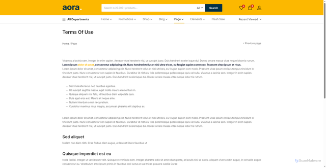 Security scan screenshot of https://test.bluepearlmarketplace.com/terms-of-use/