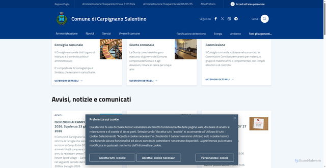 Security scan screenshot of https://www.comune.carpignanosalentino.le.it