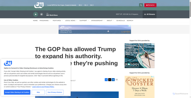 Security scan screenshot of https://www.capeandislands.org/2025-12-09/the-gop-has-allowed-trump-to-expand-his-authority-heres-where-theyre-pushing-back