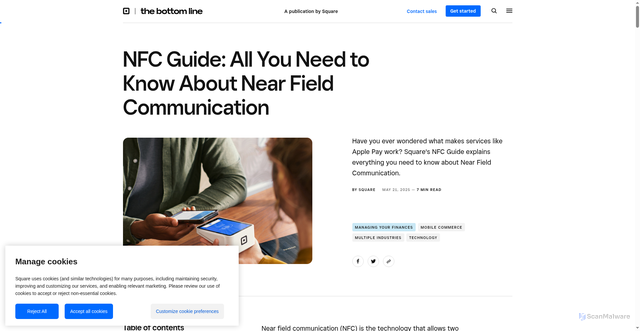 Security scan screenshot of https://squareup.com/us/en/the-bottom-line/managing-your-finances/nfc