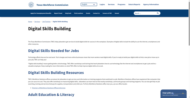 Security scan screenshot of https://www.twc.texas.gov/services/job-training/digital-skills