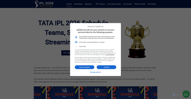 Security scan screenshot of https://ipl2026.net/