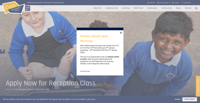 Security scan screenshot of https://www.oasisacademyhadley.org/