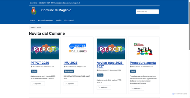 Security scan screenshot of https://www.comune.magliolo.sv.it/