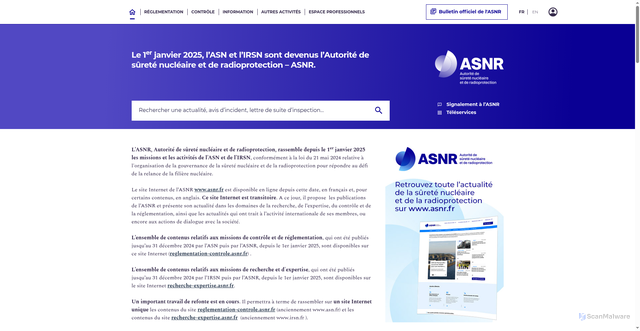 Security scan screenshot of https://asn.fr