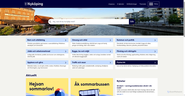 Security scan screenshot of http://www.nykoping.se