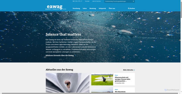 Security scan screenshot of https://www.eawag.ch/de/