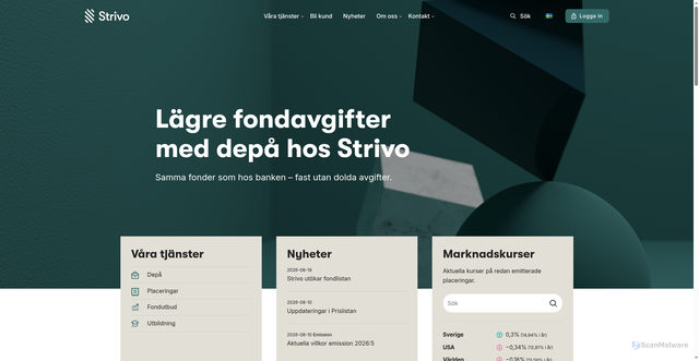 Security scan screenshot of https://www.strivo.se/