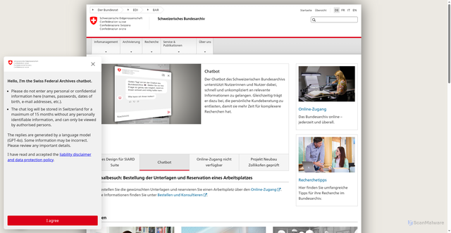 Security scan screenshot of https://www.bar.admin.ch/bar/de/home.html