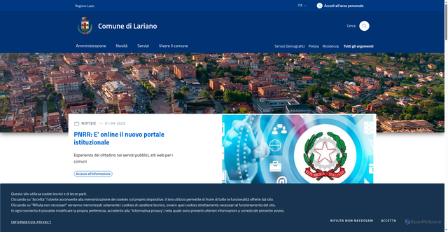Security scan screenshot of https://www.comune.lariano.rm.it/