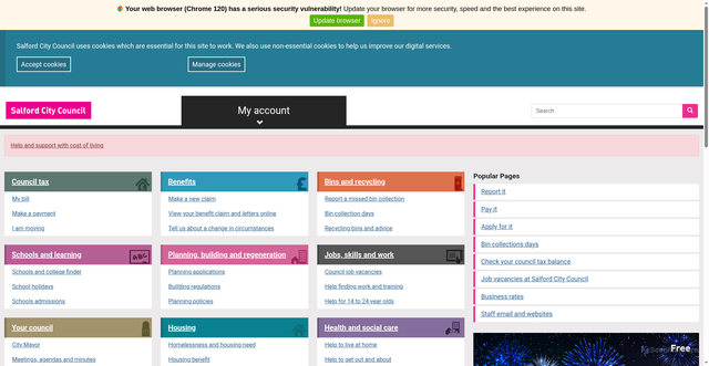 Security scan screenshot of https://www.salford.gov.uk/