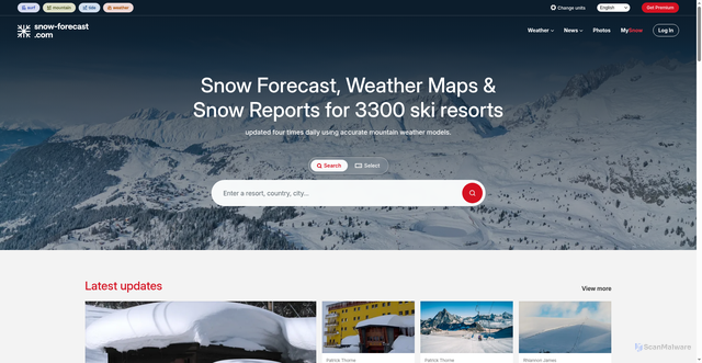 Security scan screenshot of https://snow-forecast.com/