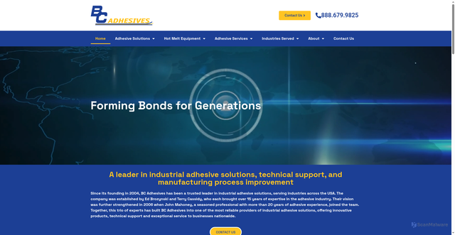 Security scan screenshot of https://www.bcadhesives.com//