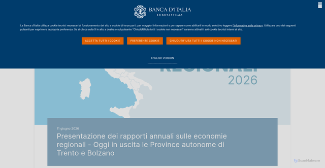 Security scan screenshot of https://www.bancaditalia.it