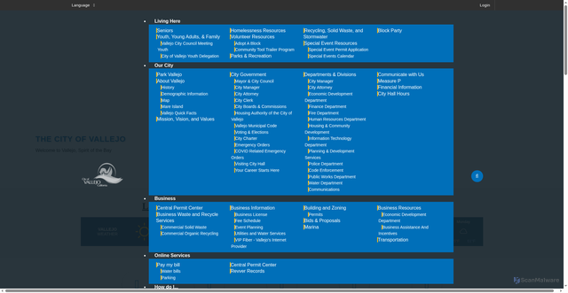 Security scan screenshot of https://www.vallejo.gov/
