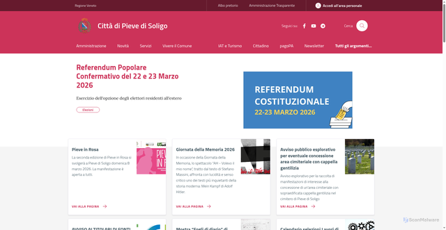 Security scan screenshot of https://www.comune.pievedisoligo.tv.it/