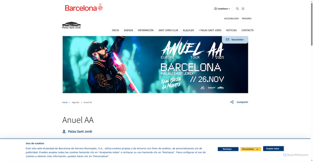 Security scan screenshot of https://palausantjordi.barcelona/es/anuel-aa-0