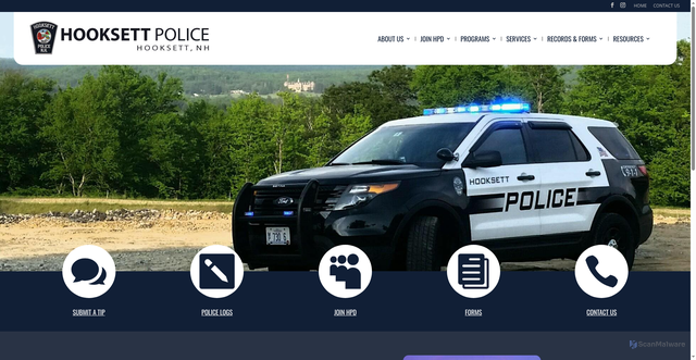 Security scan screenshot of https://www.hooksettpolice.org/