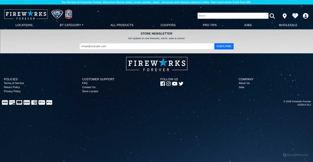 Security scan screenshot of https://fireworksforever.com/
