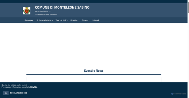 Security scan screenshot of https://www.comune.monteleonesabino.ri.it/hh/index.php