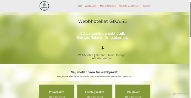 Security scan screenshot of https://gika.se