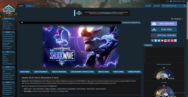 Security scan screenshot of https://wiki.warframe.com