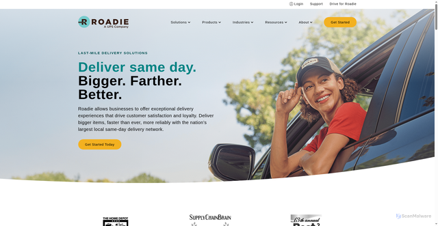 Security scan screenshot of https://www.roadie.com/