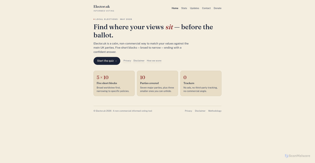 Security scan screenshot of https://elector.uk/