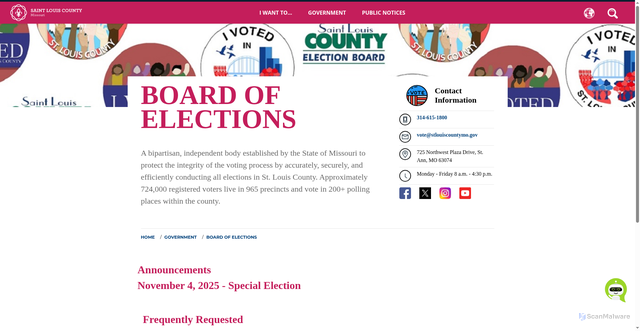 Security scan screenshot of https://stlouiscovotes.info/