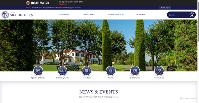Security scan screenshot of https://nicholshills-ok.gov/