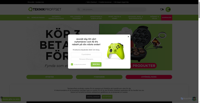 Security scan screenshot of https://teknikproffset.se