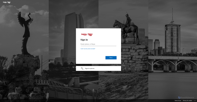 Security scan screenshot of https://fidelitybank1-my.sharepoint.com