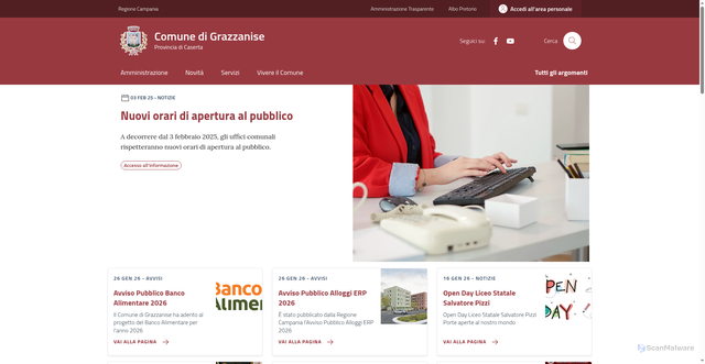 Security scan screenshot of https://comune.grazzanise.ce.it/
