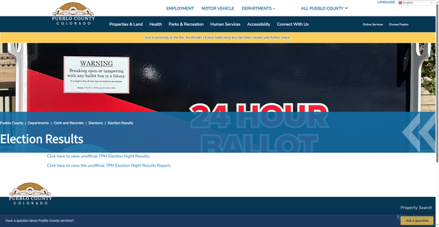 Security scan screenshot of https://county.pueblo.org/clerk-and-recorder-department/election-results-0